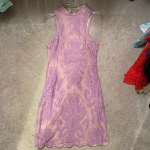 Lavender lace mini dress